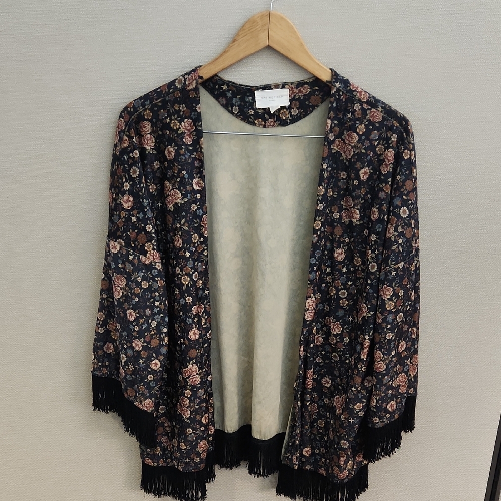 Springfield Floral Kimono With Fringe Size 4